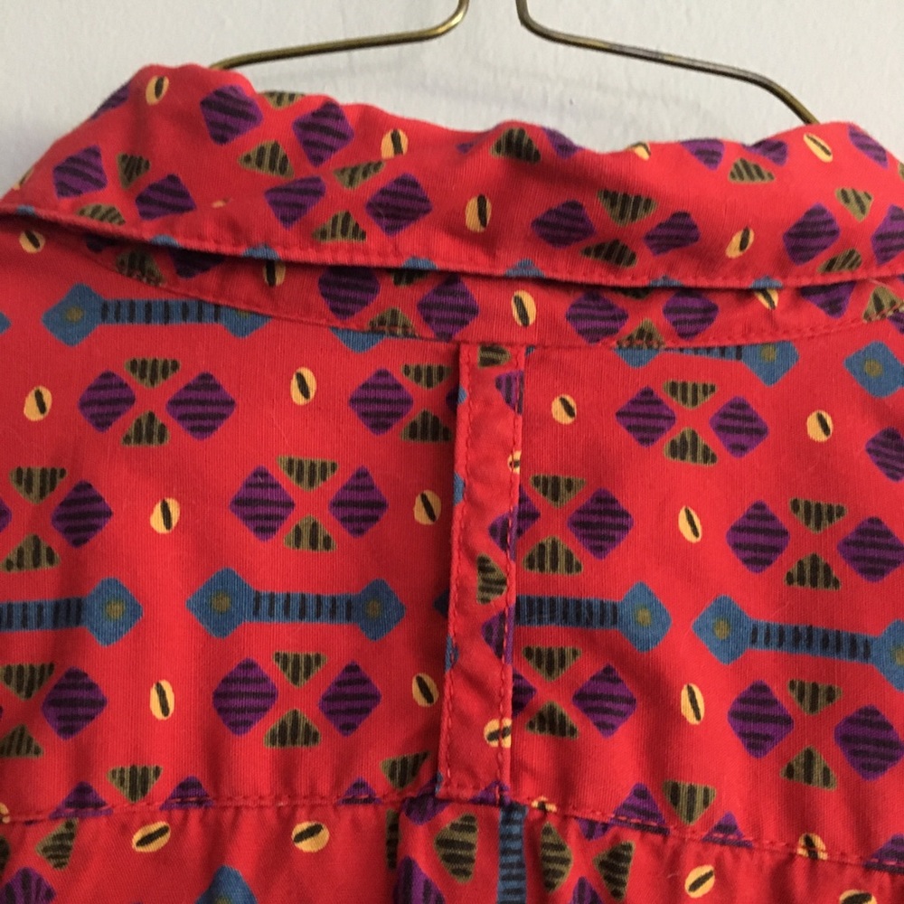 Vintage Red Patterned Button Down - image 4
